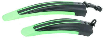 Produktbild von vhbw Fahrrad Schutzblech Set für Vorderrad, Hinterrad zur Montage an alle Mountainbikes mit 24" / 26" Reifen - schwarz / grün Kunststoff