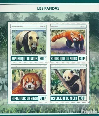 Produktbild von Briefmarken Niger 2017 Mi 5042-5045 Kleinbogen (kompl. Ausg.) postfrisch Pandas