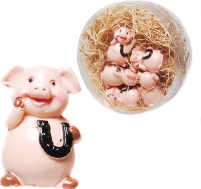 Produktbild von 5 er SET Mini - Schweinchen mit Hufeisen SILVESTER GLÜCKSBRINGER