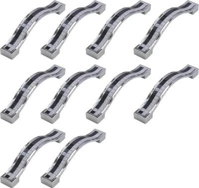 Produktbild von 10er Set glänzende Kristall-Schrankgriffe mit Strasssteinen - Schwarze Möbelgriffe Küchenmöbelgriff Achsabstand 96mm