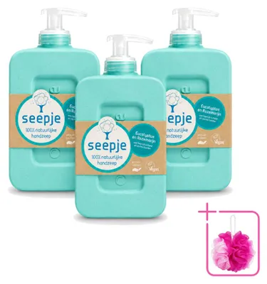 Image de 3 savons pour les mains Seepje, eucalyptus et romarin - 300 ml - Pack économique - 3 pièces