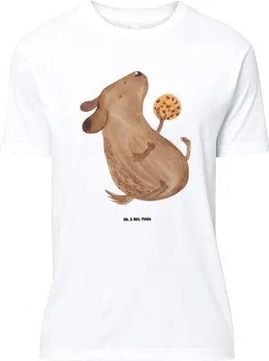 Produktbild von Mr. & Mrs. Panda Tshirt Hund Keks - Weiß - Geschenk, T-Shirt mit Spruch, glücklich, Hundesnacks, Leckerli, Lustiges, Hungrig, Shirt, Oversize, Sprüche
