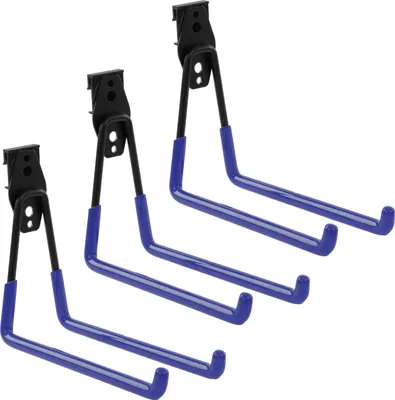 Immagine prodotto di Set di 3 ganci da parete per attrezzi di BOTLE, ganci per attrezzi, per utensili elettrici, forma diritta 19 cm, stabili con rivestimento in PVC, per garage, capanni, ganci per scale e pale, ganci doppi, portata fino a 25 kg