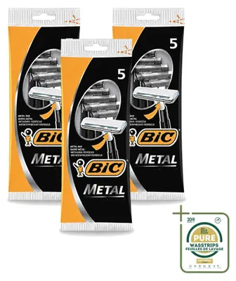 Imagen del producto de 3 maquinillas de afeitar desechables de metal Bic Men – metal – hoja individual – paquete de suministro – 3 unidades