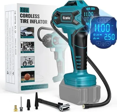 Immagine prodotto di Ecarke Compressore per auto a batteria Makita 18 V Li-Ion, max. 11 bar, pompa d'aria portatile con display digitale della pressione, auto, moto, bicicletta, palloni sportivi