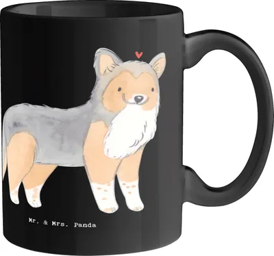 Produktbild von Mr. & Mrs. Panda Kaffeebecher Shetland Sheepdog Freund - Schwarz - Geschenk, intelligenter Hund, Hundesport, Hundeliebhaber, Kaffeepott, Teetasse, Tasse, Hunderassen