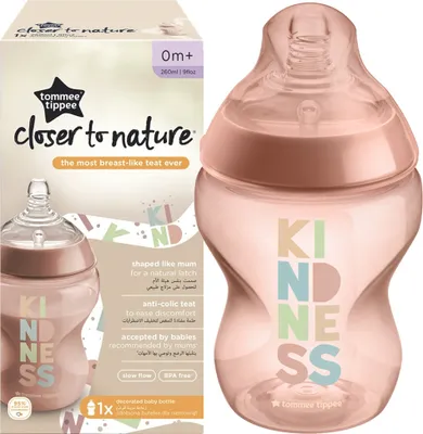 Zdjęcie produktu dla Tommee Tippee Closer To Nature Butelka do karmienia ze smoczkiem silikonowym 0m+, 260 ml