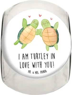 Produktbild von Mr. & Mrs. Panda Teedose Schildkröten Paar XL 2000ml - Weiß - Geschenk, Dekoglas, Naschglas, für Freundin, Liebesbeweis, Kaffeedose, Frauen, Freund, Vorratsbehälter