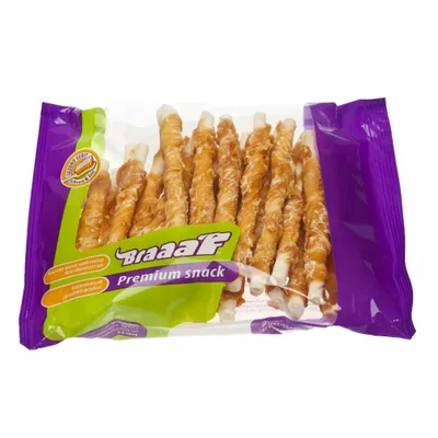 Imagen del producto de Braaaf: Snacks para perros, tipo tira de cuero crudo, sabor a pollo, 180 g