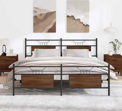 Immagine prodotto di Maison Exclusive - Letto in metallo senza materasso, effetto rovere marrone, 183x213 cm