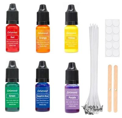Produktbild von Kerzenwachs Farbe flüssig – 6 Farben für DIY-Kerzen, 10 ml Flaschen