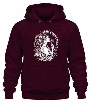 Productafbeelding van Liberté Égalité Statement Hoodie, ironische opdruk, bordeauxrood, maat S