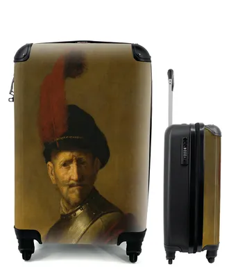 Produktbild von MuchoWow® Koffer Handgepäck Trolley Rollkoffer Kleine Reisekoffer mit 4 Rollen - Porträt eines Mannes - Rembrandt van Rijn - Cabin Size < 55x40x23 cm & 55x40x20 cm - Fotokoffer - Kabinenkoffer - Boardgepäck - Reise-Box - Reisekoffer - Reisegepäck - Koffer mit Bild - Trolley für Kinder