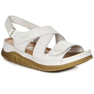 Produktbild von Schuhe aus Naturleder in Weiß mit 3 Klettverschlüssen, Modell L449611001