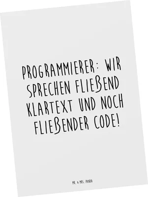Produktbild von Mr. & Mrs. Panda Postkarte Spruch Programmierer Codeflüsterer - Weiß - Geschenk, Ansichtskarte, Ansichtskarten, Logik, handgefertigte Geschenke, Kommunikation, Postkarten