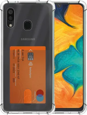 Produktbild von Smartphonica Handyhülle passend für Samsung Galaxy A30 mit Kartenhalter Transparentes Silikon - Transparentes TPU stoßfestes Backcover Case mit Kartenschlitz