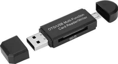 Zdjęcie produktu dla Wielofunkcyjny czytnik kart OTg USB do nagrywania kart Micro Sd SD TF PC i smartfonów (czarny)