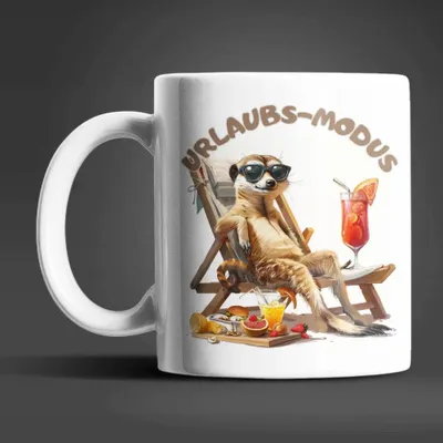 Produktbild von Erdmännchen Urlaubs-Modus Keramik Kaffeetasse Teetasse Tasse Geschenkidee