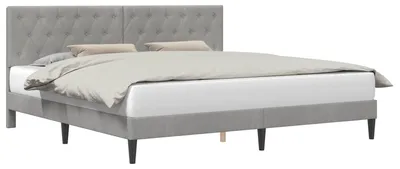 Zdjęcie produktu dla vidaXL Rama łóżka z zagłówkiem Jasnoszary 180 x 200 cm Aksamit