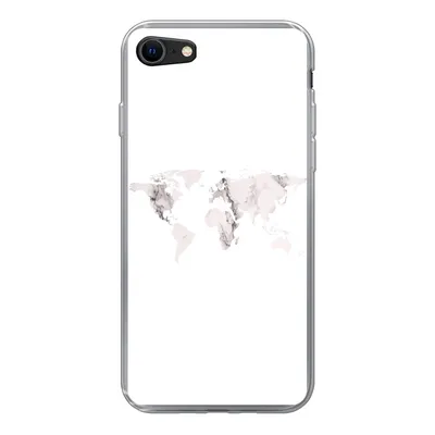 Produktbild von MuchoWow® Handyhülle Schutzhülle Hülle für iPhone 7 Weltkarte - Marmor - Weiß Silikon Softcase Handy Hülle - Kartenhalter