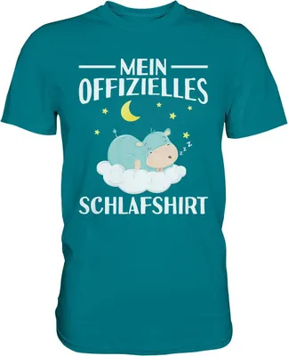 Produktbild von Offizielles Schlafshirt Nachthemd Schlafanzug Pyjama Nilpferd T-Shirt – Diva Blue / L