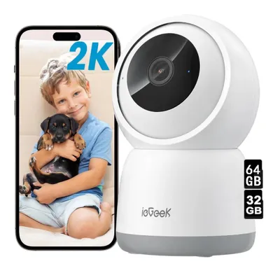 Produktbild von 3MP Überwachungskamera Innen Katzen Hunde Kamera 2.4G/5GHz WLAN Kamera Babyphone mit Kamera, 32&64GB