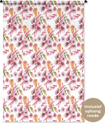 Produktbild von MuchoWow® Wandteppich Wandbehang Blumen - Farben - Rosa 120x180 cm Tapisserie Dekoration Wandtuch - Schlafzimmer - Dekorationen für das Haus