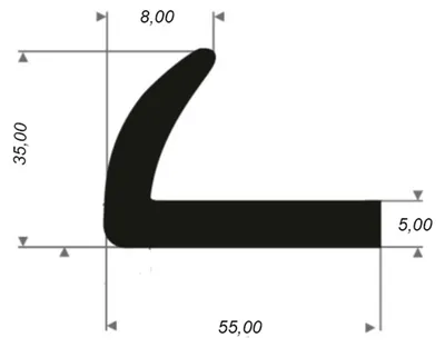 Produktbild von WKP21 Vollgummi EPDM Winkelprofil L - Profil 35x55x5 mm  Gummiwinkel für Industrie