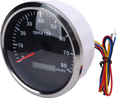 Produktbild von 110 mm 4-3/8 Zoll Drehzahlmesser, 7-farbige Hintergrundbeleuchtung, DC 9–32 V, 8000 U/min, Messgerät mit Betriebsstundenzähler für Auto, Yacht, Wohnmobil, Boot, LKW, schwarzes Zifferblatt, silberne Lünette CXA011