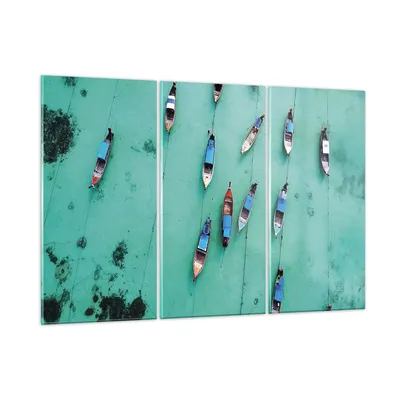 Produktbild von Bilder auf glas - 3 Teile - Boote mit Luft - 165x110cm - Glasbilder - Wandbilder - Bilder - zum Aufhängen bereit - Wanddekoration aus Glas - Glas Bilder - Wandbild auf Glas - GCE165x110-4362