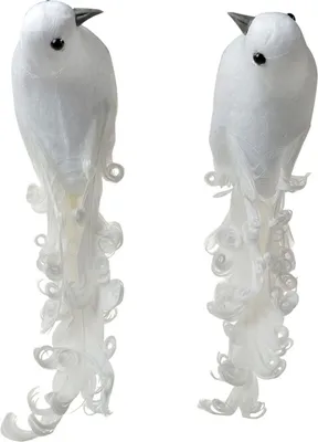 Produktbild von Clayre & Eef dekorative Vögel, weiß, Set mit 2 Stück, 19x9x10 cm