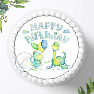 Produktbild von Für die Geburtstags Torte, Zuckerbild mit dem Motiv: Dinosaurier , Dino, Essbares Foto für Torten, Fondant, Tortenaufleger Ø 20cm, 0411c