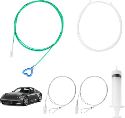 Productafbeelding van Set reinigingsborstels voor schuifdak met afvoerborstel van 300 cm, 2 x 90 cm flexibele buisborstels en slang van 99 cm voor auto-afvoerbuizen