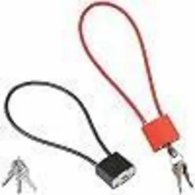 Immagine prodotto di Set di 2 lucchetti con cavo e chiave, robusti, lunghezza 38 cm, colore nero e rosso