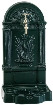Obrázek produktu pro Casa Padrino Secesní nástěnná fontána zelená 33 x 30 x v. 75 cm - Nostalgická zahradní dekorace fontána s kohoutkem - Zahradní doplňky