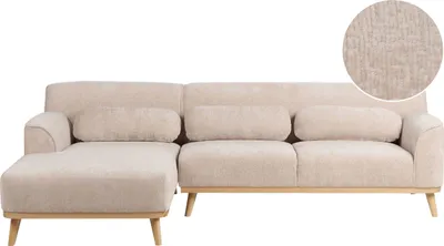 Produktbild von BELIANI Ecksofa Beige Chenille-Stoffbezug L-förmig 3-Sitzer Sofa mit Chaiselongue Rechtsseitig Wohnzimmermöbel Modern Wohnzimmer Ausstattung Wohnecke
