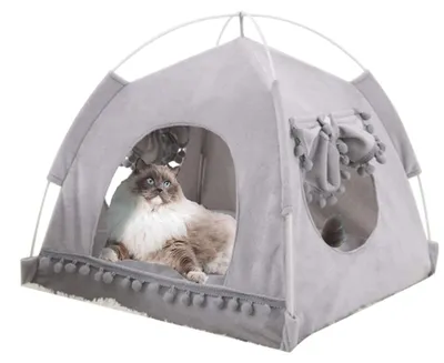 Immagine prodotto di Cuccia morbida per cani e gatti - Con tenda rimovibile