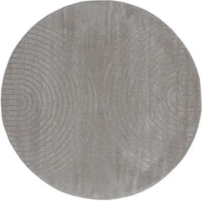 Produktbild von Grauer runder Teppich, 200 cm, aus Polyester – rutschfest und maschinenwaschbar, schallabsorbierend für Wohnzimmer, Flur und Terrasse