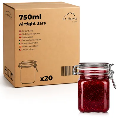Produktbild von 20er Set Einmachglas 750 ml quadratisch Vorratsglas mit Bügelverschluss