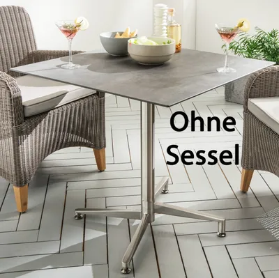 Produktbild von Destiny Gartentisch LOFT 68x68cm, Edelstahl + HPL, beton dunkel