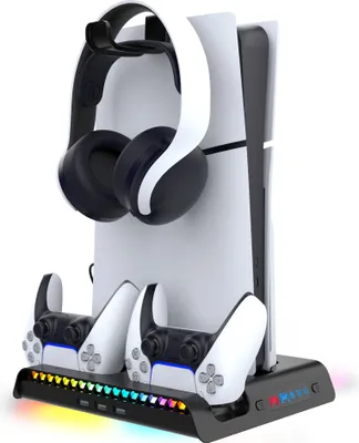 Image de Support de recharge multifonctionnel IPEGA RGB avec système de refroidissement pour PS5 Slim, noir