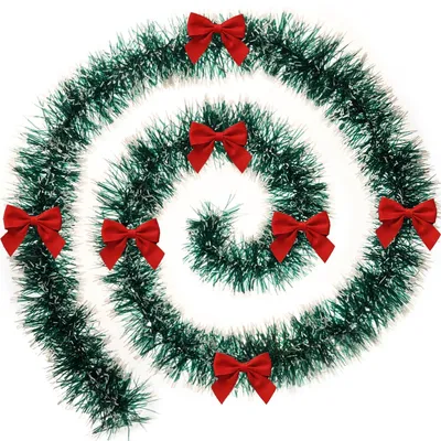Lametta-Girlande 10 m, grün, metallic, für Weihnachtsbaum