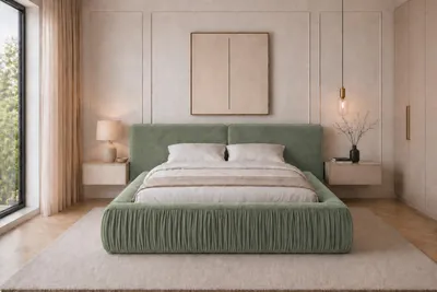 Produktbild von Doppelbett mit Kopfteil, Bettrahmen, Polsterbett Doppelbett Stauraumbett - Eleganz und Funktionalität in einem modernen Design, Dekorative Stoffsümpfe - Polsterbett 08 140x200 – Grün (Riviera 35)