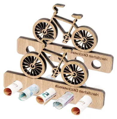 Produktbild von 2 Stück Fahrrad Geschenk, Geldgeschenke aus Holz für Geburtstag, Originelle Spardose für Radfahrer, Deko-Geldgeschenk für Frauen, Männer, Freunde, Familie und Liebhaber