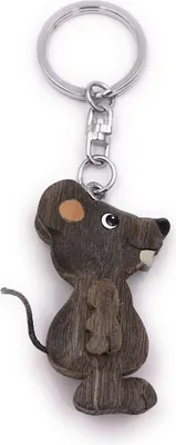Image de Onwomania Porte-clés en bois Souris Rongeur Animal de compagnie Charm