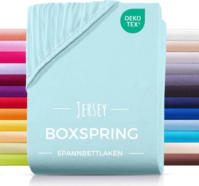 Produktbild von Jersey Boxspringbett Spannbettlaken 180x200 180x220 200x200 200x200 aus 100% Baumwolle