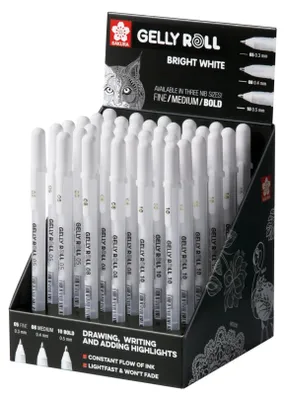 Produktbild von Sakura Sakura Gelly Roll Gelstifte, weiß, Ausstellungsdisplay, 36 Stück