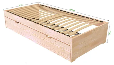 Image de Lit gigogne 90x200 Malo pin massif, Miel