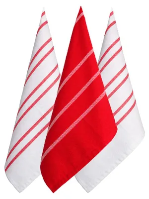 Obrázek produktu pro HOME ELEMENTS Set utěrek z egyptské bavlny 50*70 cm, 3 ks, Pruhy červené