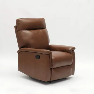Immagine prodotto di Poltrona pieghevole con funzione reclinabile Poggiapiedi Ecopelle Design moderno Aurora - Marrone
